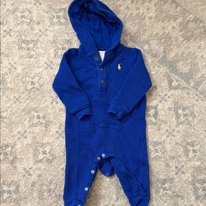 Ralph Lauren Blue Hooded Baby One Piece